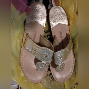 Jack Rogers Metallic Gold Sandals Very Nice 9